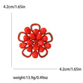 Layered Petal Flower Brooch in Turquoise or Red with Crystal Trim view 5