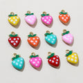 Polka Dot Enamel Strawberry Charms in Seven Color Options view 1