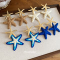 Raffia Starfish Drop Earrings in Four Color Styles view 2
