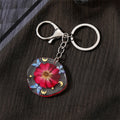 Silver Tone Irregular Round Pressed Flower Resin Keychains view 4