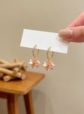Gold-Tone Pearl Flower Hoop Earrings Decorative Jewelry Accessory view 6