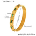 Gold Stainless Steel Hinge Bangles Geometric Glass Or Zircon view 8