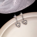Red and Clear Heart Center Star Link Dangle Earrings view 3