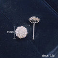 Silver Flower Clear CZ Cluster Stud Earrings Pair Metal view 5