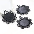 Floral Filigree Round Pendant Bezel Settings in Two Finishes view 4