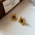 Gold-Tone Diamond-Shaped Stone Stud Earrings - 2 Styles view 4