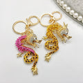 Rhinestone Chinese Dragon Keychain Metal Zodiac Bag Charm view 4