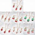 Enamel Fruit Plant Stud Earring Necklace Sets 7 Motifs view 4
