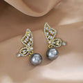 Six Mismatched Wing Butterfly Pearl Look Stud Earrings view 8