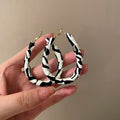 Black and White Wrapped Hoop Earrings in Four Shapes and Sizes view 8