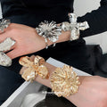 Oversized Metal Flower Cuff Bracelets Rings Eight Styles view 3