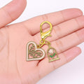 Gold I Love You Heart Rose Dome Enamel Lobster Charm view 3