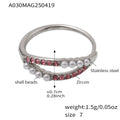 Open Ring Shell Beads Clear Or Pink Zircon Accents view 8