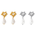 Molten Heart Pearl Drop Earrings Gold Or Steel Tone Pair view 5