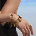 Gold Heart Charm Bracelet Pendant Rolo Chain Stainless Steel view 2