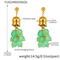 Gold Bell Cap Grape Cluster Earrings Green Stone Pearl view 8