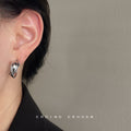 Silver Multi Band Twisted Geometric C Hoop Earrings view 3