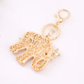 Gold Filigree Crown Elephant Keychain Rhinestone Bag Charm view 3