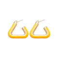 Yellow Geometric Hoop Stud Earrings in Triangle and Oval Shapes view 5