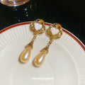 Gold Tone Heart And Pearl Teardrop Stud Earrings Fashion Earrings view 2
