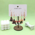 Enamel Christmas Tree Wreath Bell Dangle Earrings Set of 3 Pairs view 4
