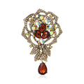 Jeweled Rose Drop Brooch Pin in Four Colorways Decorative Jewelry view 1