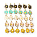 Colorful Enamel Daisy Charms with Gold Tone Metal Edges view 1