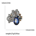 Vintage Floral Oval Gem Brooch in Blue or Champagne view 6