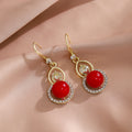 Four Color Double Circle Gold Tone Hook and Huggie Earrings view 2