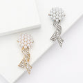 Pearl Bouquet Brooch Crystal Ribbon Bow Silver and Gold view 1