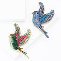 Crystal Bird Brooch with Swept Wings in Blue and Green view 1