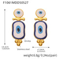 Blue White Enamel Evil Eye Drop Earrings Gold Steel view 7