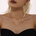Asymmetric Freshwater Pearl Gold Organic Twist Necklace view 2