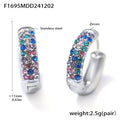 Turquoise Zircon Pave Latch Hoop Earrings Gold Steel Sizes view 11