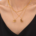 Layered Mechanical Cat Dog Pendant Necklaces Gold Snake Chain view 1
