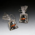 Silver Tone Clear Water Bag Fish Novelty Hook Earrings view 6