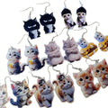 Acrylic Double-Sided Cute Cat Print Earrings 8 Styles view 5