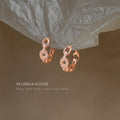 Rose Gold Tone Chain Link And Clear Stone Huggie Hoop Earrings view 3