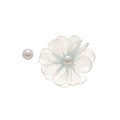 Asymmetric Sheer Flower and Pearl Like Stud Earrings view 5