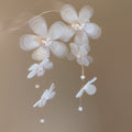 Fabric Flower Long Chain Drop Earrings in Five Colors view 7
