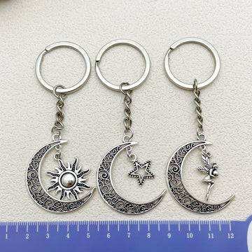 Celestial Charm Keychains in 26 Pictured Variations for Bags and Keys