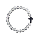 White Black Cross Print Bead Stretch Bracelet Charm view 5