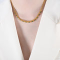 Gold Curb Chain Fringe Necklace Colored Enamel Bead Drops view 6