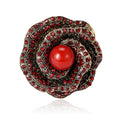 Rhinestone Rose Flower Brooch Pearl Center Two Color Styles view 5