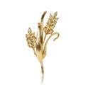 Gold Tone Rhinestone Wheat Brooch Crystal Grain Pin view 6