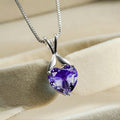 Silver Heart Stone Pendant Necklace Leaf Bail Box Chain view 3