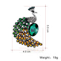 Black Silver Tone Peacock Crystal Metal Brooch Pin view 2