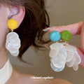 White Shell Disc Clip On Earrings in Three Top Colors view 2