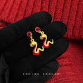 Gold-Tone Red Crystal Stud Snake Charm Drop Earrings view 1