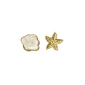 Gold Tone White Shell And Starfish Asymmetric Stud Earrings view 5